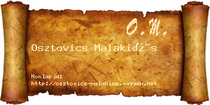 Osztovics Malakiás névjegykártya